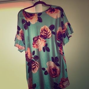 Green floral shirt